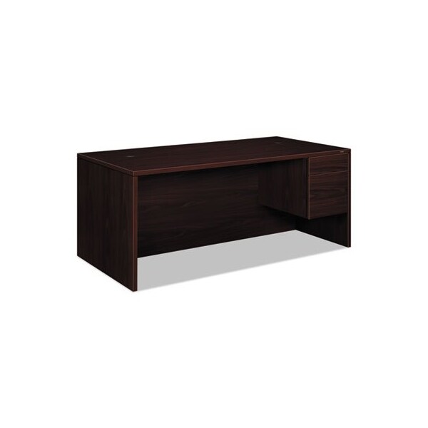 Hon N, 10500 SERIES LARGE inLin OR inUin RIGHT 3/4 HEIGHT PEDESTAL DESK, 72W X 36D X 29.5H, MAHOGANY 10585RNN - main